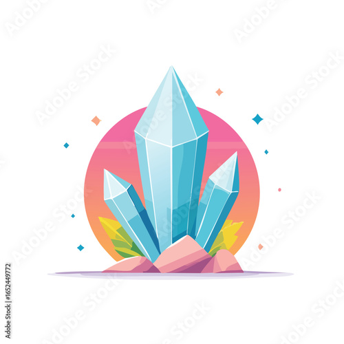 Quartz Vector illustration with clean lines and bold shapes.