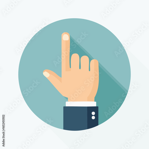 Pointing finger Vector illustration with clean lines and bold shapes.