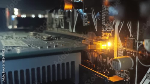 LED Light Flicker on Motherboard background
