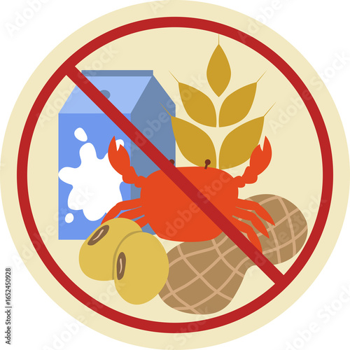 Food Allergy Symbol with Common Allergens