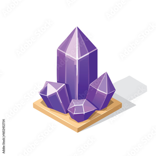 Amethyst Isometric vector illustration with clean 3D perspective.