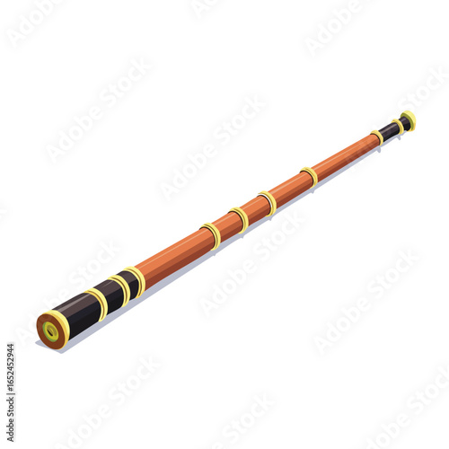 Bo staff Isometric vector illustration with clean 3D perspective.