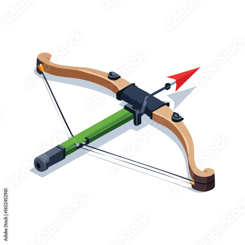 Crossbow Isometric vector illustration with clean 3D perspective.