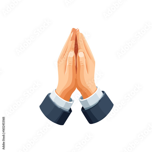 Prayer hands Isometric vector illustration with clean 3D perspective.