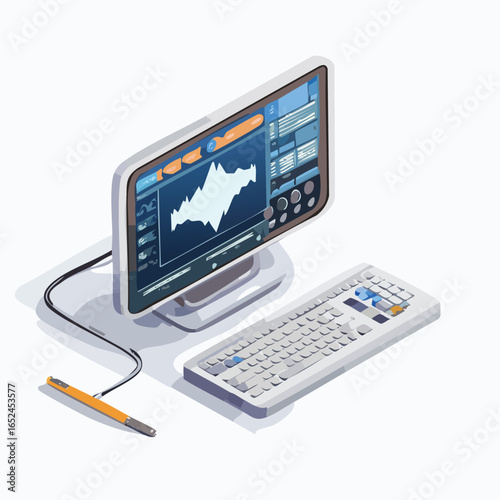 Patient monitor Isometric vector illustration with clean 3D perspective.