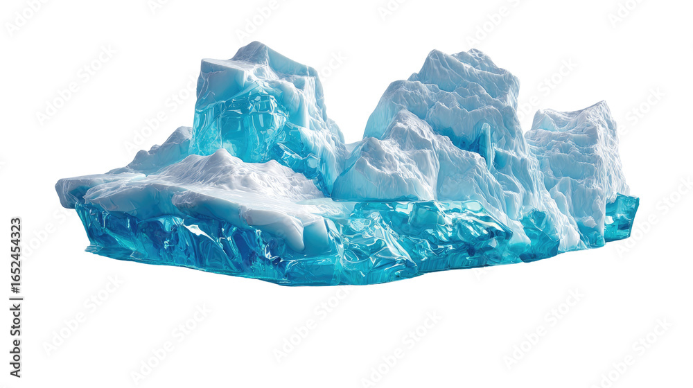 Fototapeta premium Crystal Cold: A stunning display of a majestic iceberg, its icy peaks and translucent depths glowing with the crisp, captivating hues of the polar regions.