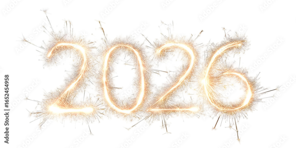 Obraz premium Celebrate the arrival of the new year 2026 with bright sparkler lights and festive decorations, creating a joyful and hopeful atmosphere.