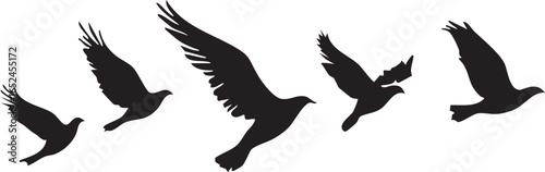 Flying Birds Flock Silhouette Vector Set for Wildlife Design

