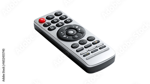 Remote Control: A close-up shot of a sleek, modern remote control, showcasing its buttons, design, and functionality. Designed for effortless control of media and devices.
