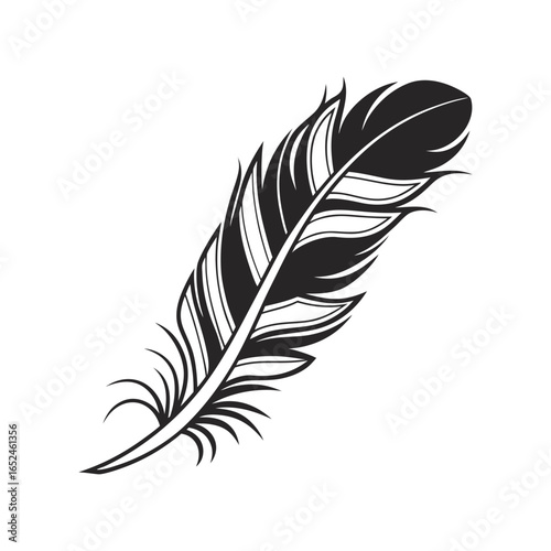 Feather icon set. Black bird quill silhouettes. Vector collection of different plume shapes in flat design style. Lightweight, elegant, flight concept Feather and ink feather set vector icons.