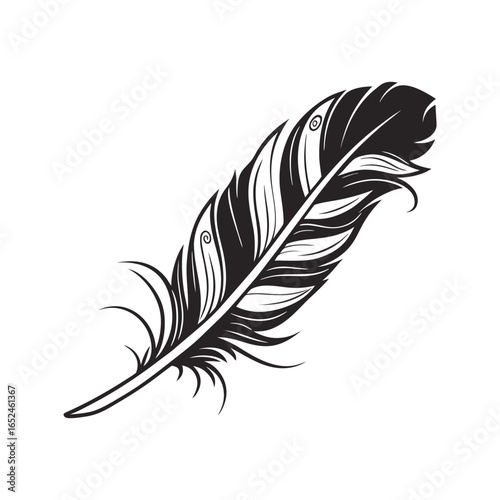 Feather icon set. Black bird quill silhouettes. Vector collection of different plume shapes in flat design style. Lightweight, elegant, flight concept Feather and ink feather set vector icons.