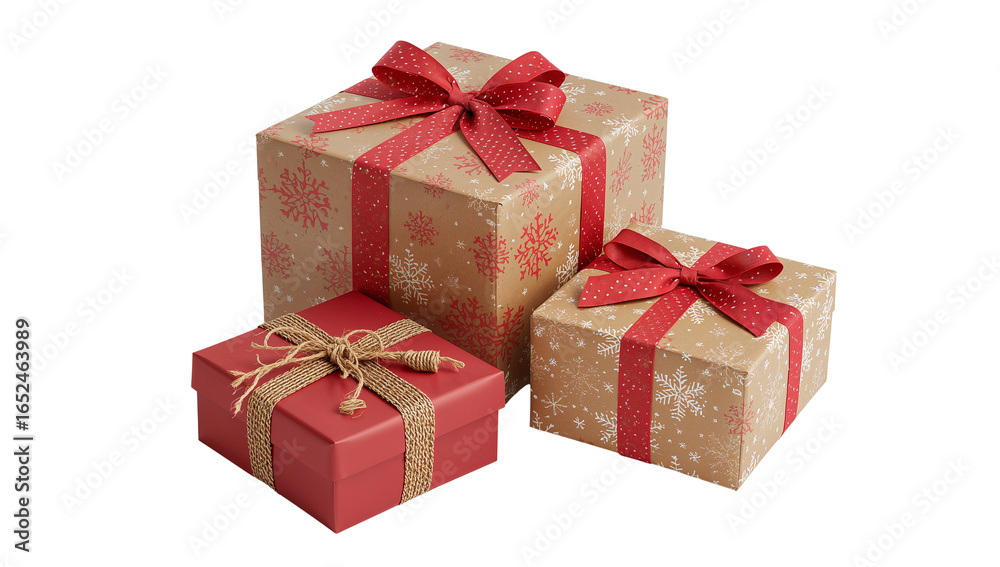 Fototapeta premium Festive gift arrangements on isolated transparent background embody celebrations and expressions