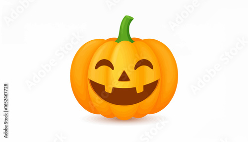 Cheerful Cartoon Pumpkin Character Smiling Happily on Isolated White Background