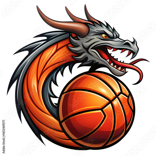 Dragon and Basketball A Powerful Sports Logo