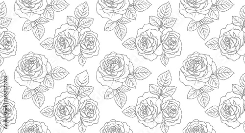 Seamless pattern with hand drawn roses, perfect for creating elegant and romantic designs for weddings and special occasions