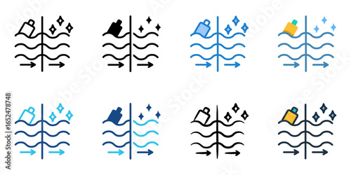 Ocean Cleanup icon set multiple style collection 
