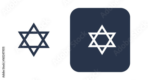 Star of David Icons Symbolizing Judaism and Jewish Identity on White Background