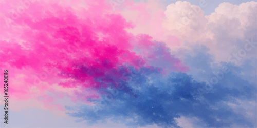A breathtaking cloudscape of pink clouds, blue sky, and sun, creating a stunning abstract of color and light