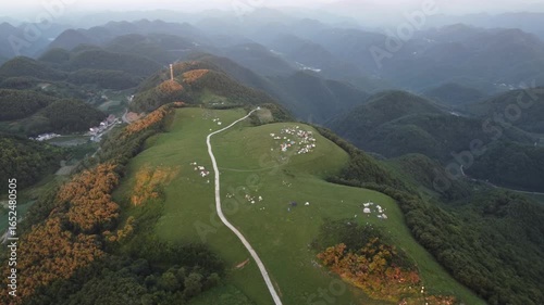 South Peak Grassland Camping Aerial Photography