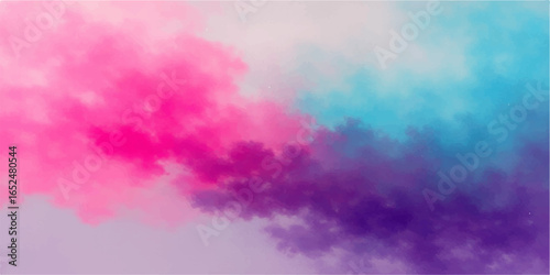 Vibrant abstract watercolor sky with colorful splashes of smoke, clouds, and light