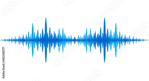 Blue audio waveform displays an oscillation pattern against a clean white background