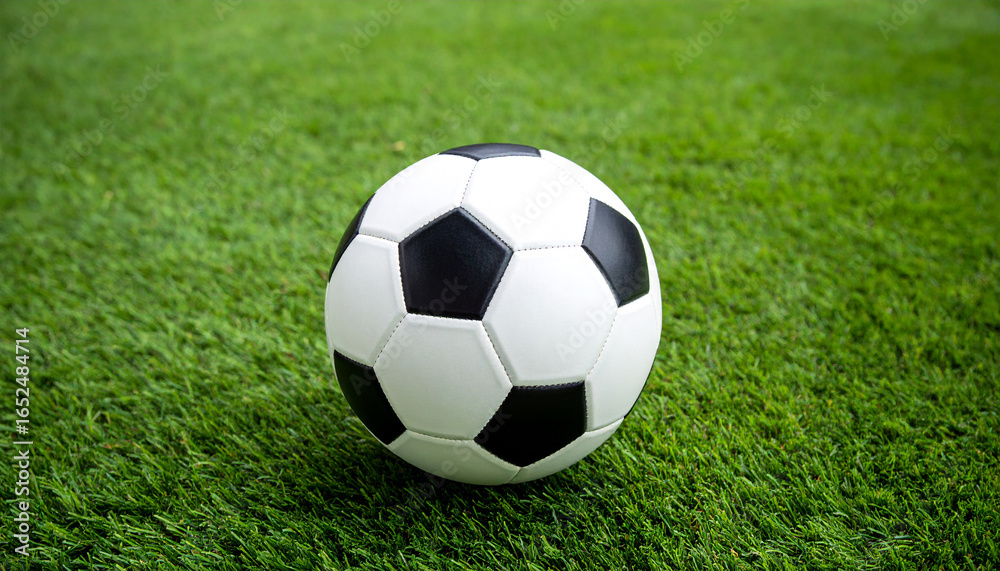 Obraz premium Soccer Ball with Grass Negative Space