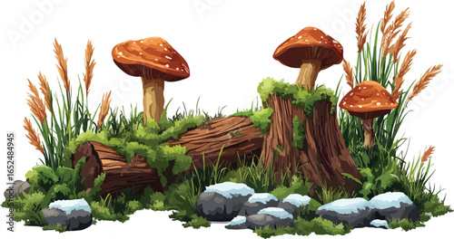 Natural Habitat of Mushrooms and Ferns