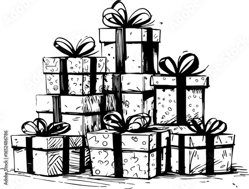 Celebratory baby shower gift pile home setting warm atmosphere artistic view joyful anticipation