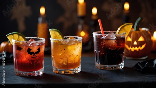 Halloween party background with cocktails.