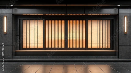 Modern Japanese storefront with warm lighting
