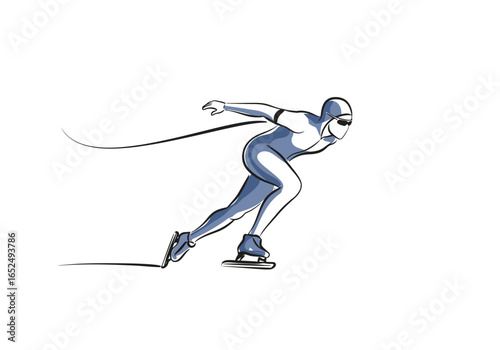 Speed Skater in Action: Dynamic Illustration of Athlete