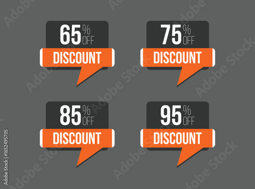 Rectangular sale discount in. 65,75 ,75, 85 ,95, percent off price promotion design