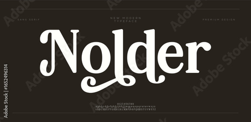 Nolder Abstract Fashion font alphabet. Minimal modern urban fonts for logo, brand etc. Typography typeface uppercase lowercase and number. vector illustration