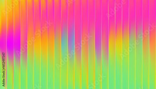 Y2K neon glass gradient background with abstract color and neon blur texture. Vector graphic poster with vibrant hologram prism glow. Ribbed fluted effect enhances futuristic flair.