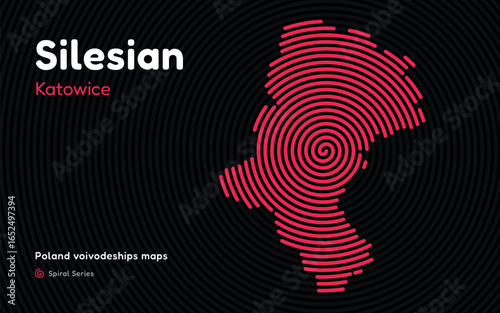 Spiral Vector Map of Silesian Voivodeship with Katowice in the Center