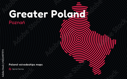 Spiral Vector Map of Greater Poland Voivodeship with Poznań in the Center