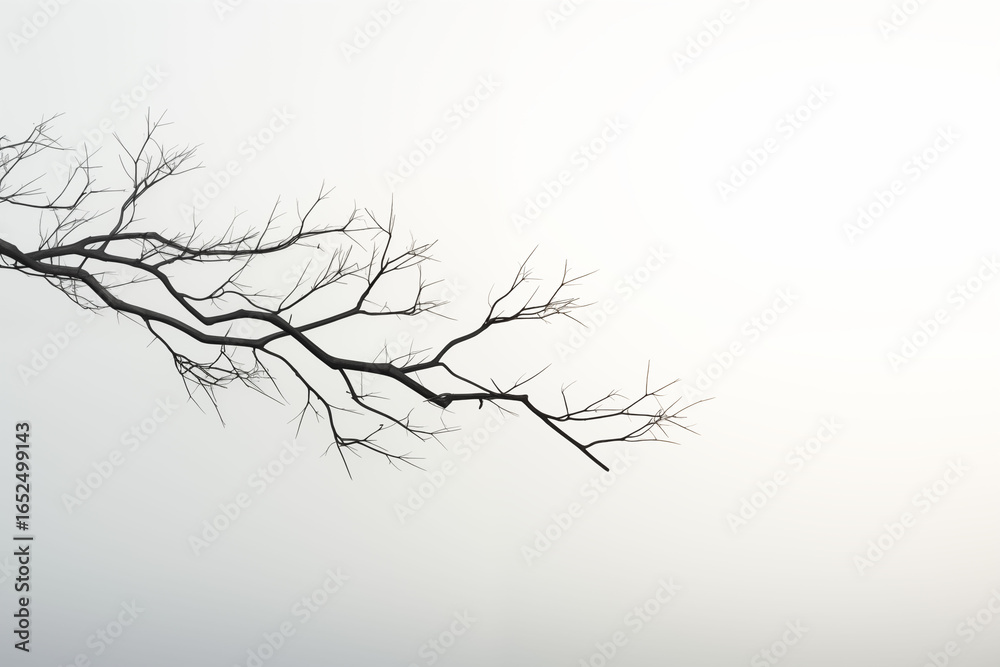 Fototapeta premium Realistic branch blurred shadow isolated on white background.
