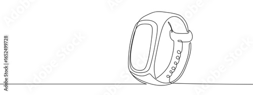 Continuous line of fitness bracelet. Vector art line on transparent background. Editable stroke.