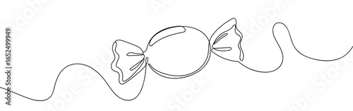 Continuous line of candy. Vector art line on transparent background. Editable stroke.