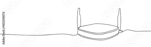 Continuous line of internet router. Vector art line on transparent background. Editable stroke.