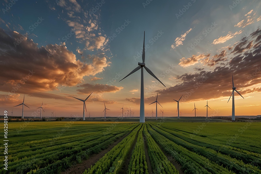 Obraz premium wind turbines in the field