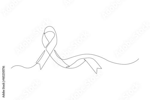 AIDS Awareness One Line Drawing – Continuous Line Ribbon for World AIDS Day
