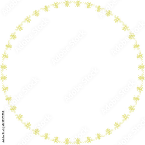 Honeybee round frame. Frame of cute honey bee animal template. Baby shower design