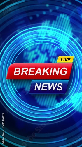 Breaking News logo animation template with futuristic technology background. For TV broadcast and social media platform template 
