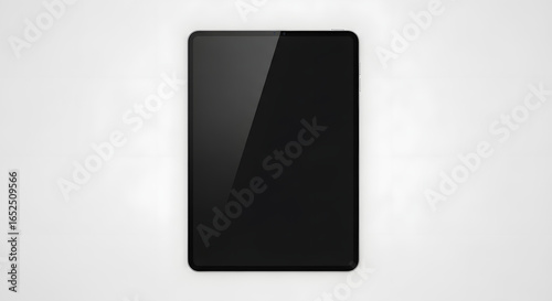 Sleek Black Tablet with Glossy Screen Isolated on White Background - Ideal for Mockups and Designs