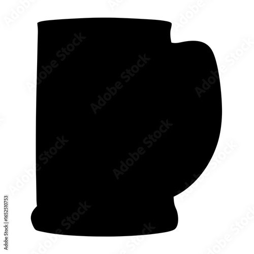 Black silhouette of a beer stein with handle on a white background