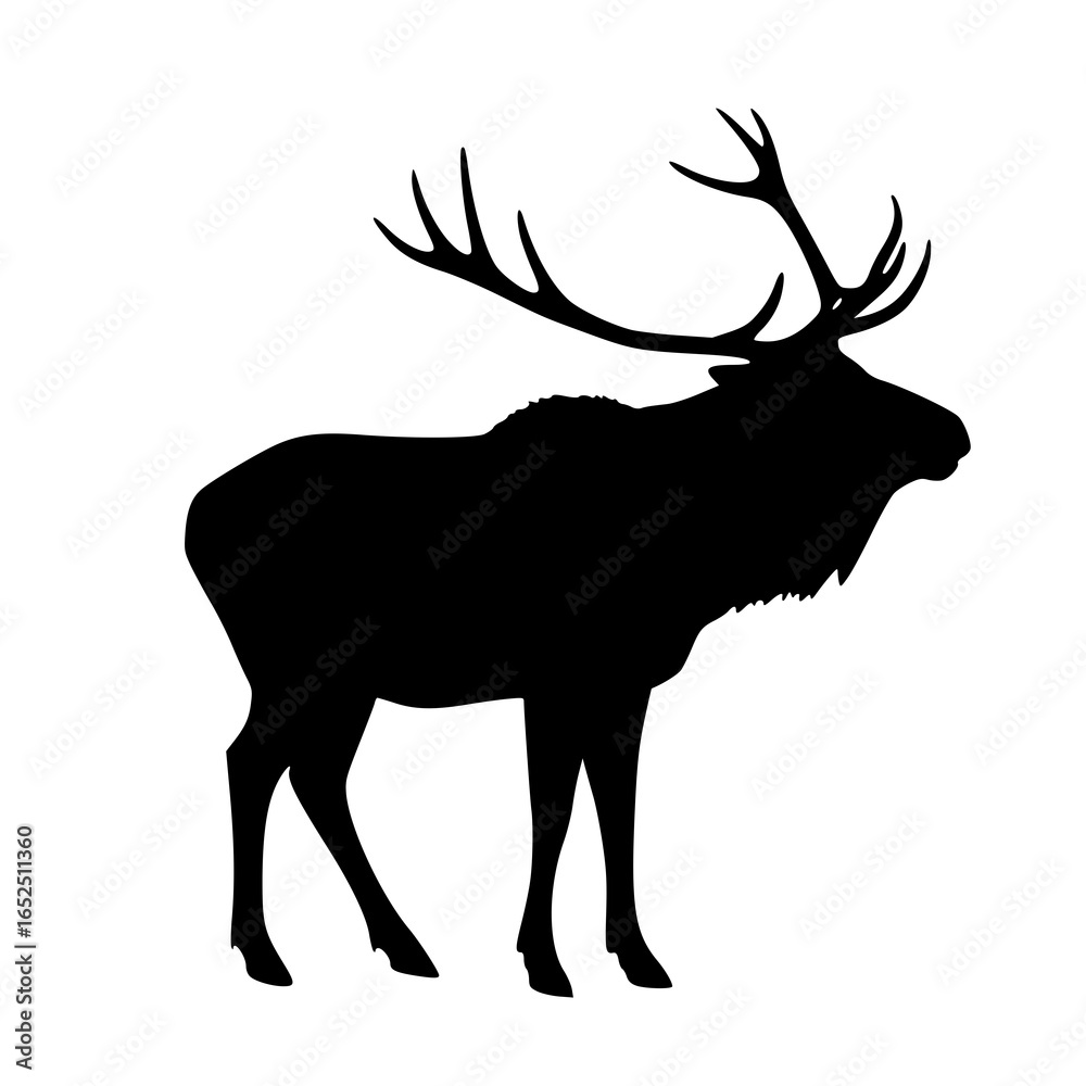 Fototapeta premium Large deer silhouette, majestic vector art.