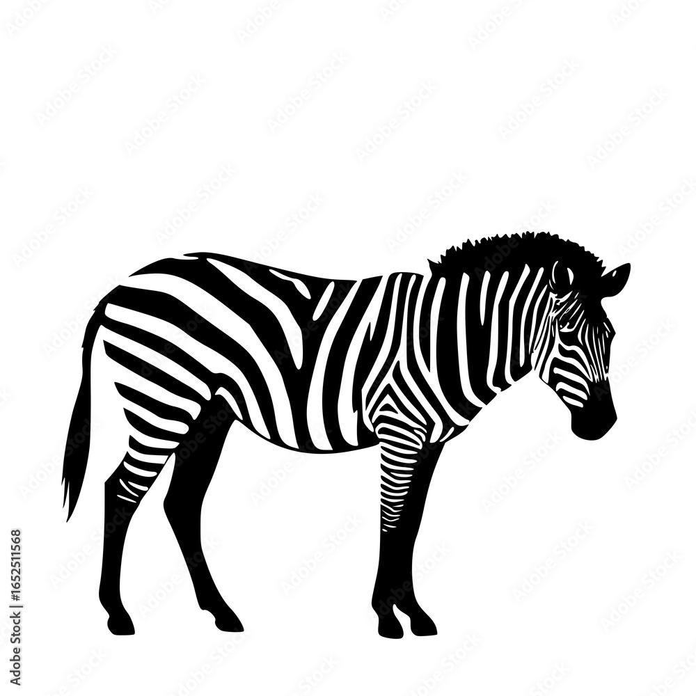Fototapeta premium Striped horse silhouette, unique vector art.