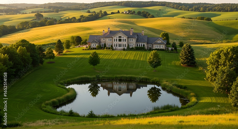 Obraz premium Luxury Luxury Serene lakeview property with private swimming pool in United Kingdom Property Investment Opportunity Contemporary Architectural Design Property Investment Opportunity