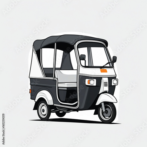vector illustration of thai tuk tuk on white background